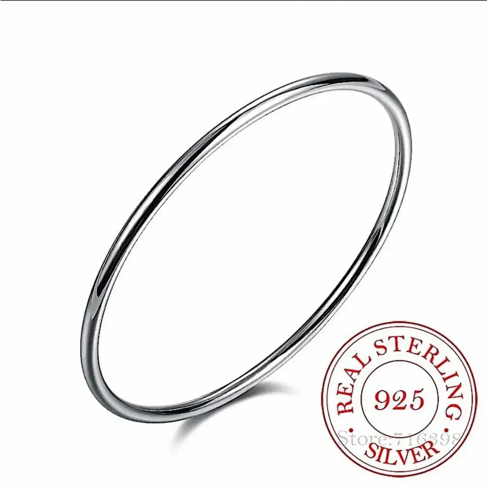 Sterling Silver Thin Minimalist Bangle Stackable Bracelet